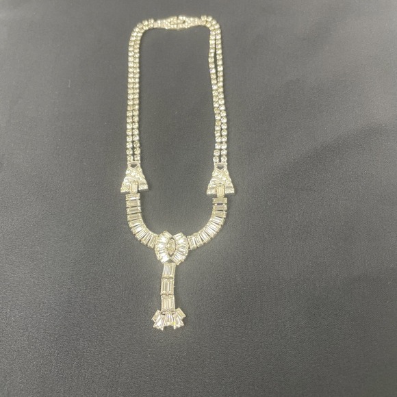 Vintage Phyllis Sterling Signed Rhinestone Choker Necklace Art Deco